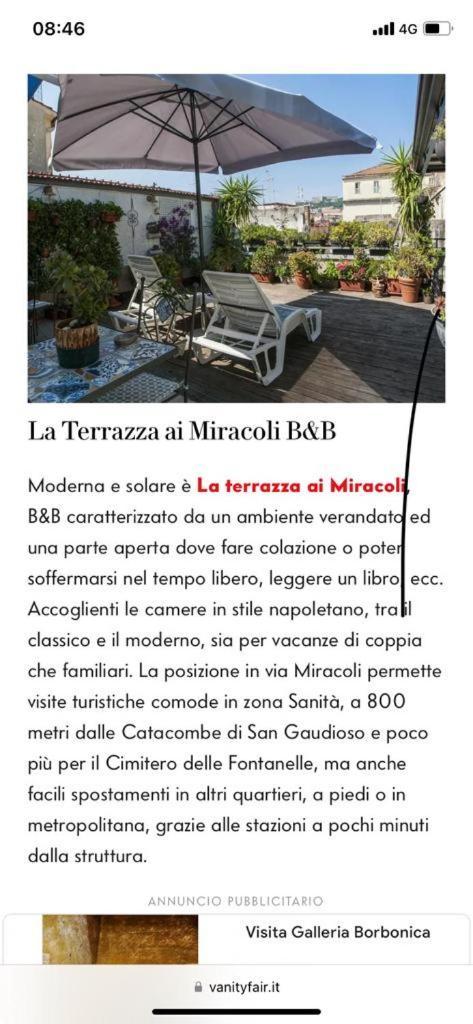 Bed and Breakfast La Terrazza Ai Miracoli Neapel Exterior foto